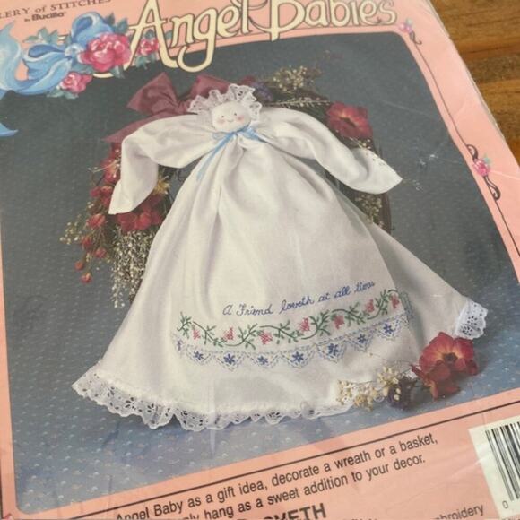 VTG 1992 Gallery of Stitches by Bucilla Angel Babies 33220 A friend Loveth Kit - Picture 2 of 4